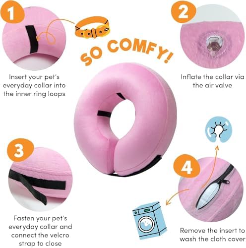 BENCMATE Inflatable Dog Cone Collar Alternative After Surgery XXLarge,Pink - Image 2
