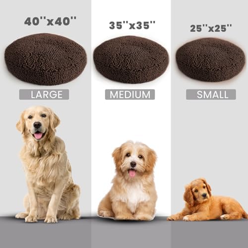 Muddy Mat® Cloud K-9 Bed for Dogs & Cats, Soft & Relaxing Donut Dog Bed, Chenille Material, Removable Cover, Washable & Dryer Safe–Brown Small(25'x25') - Image 3