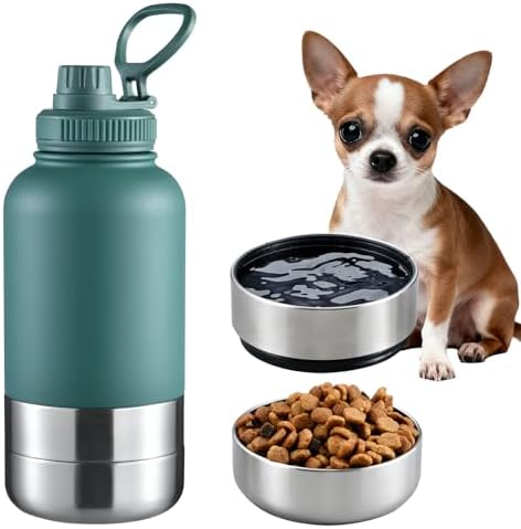 Cibaabo Insulated Dog Water Bottle 32oz Keep Water Cool with 2 Bowls by Cibaabo