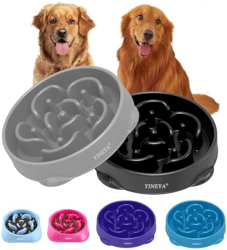 YINEYA 4 Cups Slow Feeder Dog Bowls Large Breed, Anti-Choking Pet Supplies, Maze Dog Food Bowl, Puzzle Feeder That Slow Down Eating 2PCS by YINEYA