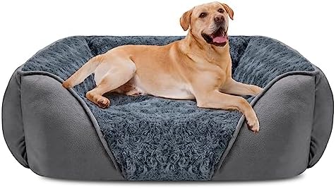 INVENHO XX-Large Dog Bed for Large Medium Small Dogs, Rectangle Washable Dog Bed, Orthopedic Dog Bed, Soft Calming Sleeping Puppy Bed Durable Pet Cuddler with Anti-Slip Bottom XXL(42"x30"x10") by INVENHO
