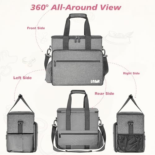 5 Set Dog Travel Bag for Supplies, Dog Lovers, Large Pet Travel Kit Includes 2 Food Containers&2 Collapsible Bowls、Placemats,Grey - Image 5