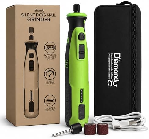 Diamondg Cordless Dog Nail Grinder - Quiet Sound with LED Light, Green by Diamondg