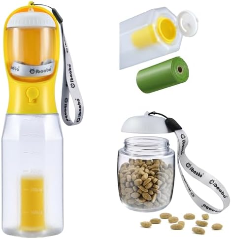 Cibaabo Dog Water Bottle with Food Container & Poop Bag Holder & Filter by Cibaabo