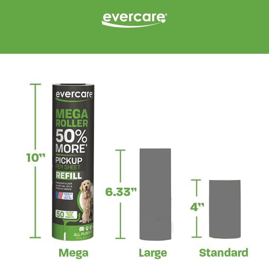 Evercare Pack of 6 10" Wide Large Surface Mega Pet Roller Refill, 50 Sheets Each (300 Sheets Total) - Image 2