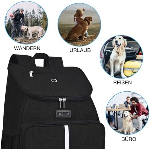 BAGLHER丨Dog Travel Bag, Airline Approved Pet Supplies Backpack, Dog Travel Backpack Accessories Set with 2 Silicone Collapsible Bowls and 2 Food Baskets. Black - Image 6