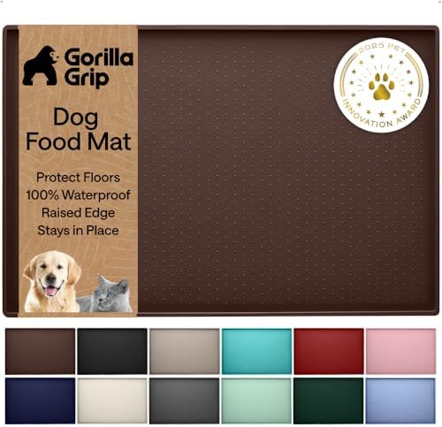 GORILLA GRIP Dog Food Mat, 100% Waterproof Silicone, 32x24 Brown by GorillaGrip