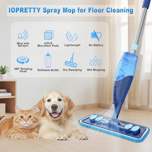 Microfiber Hardwood Floor Mop - Spray Mop with 4 Washable Pads - Image 2