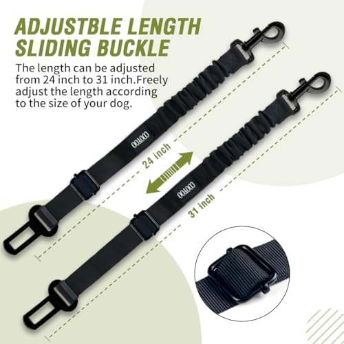 COOYOO Dog Seat Belt,Retractable Dog Car Harness Seat Belt for Car Adjustable Nylon Pet Safety Seat Belts Heavy Duty & Elastic Bungee Buffer - Image 4