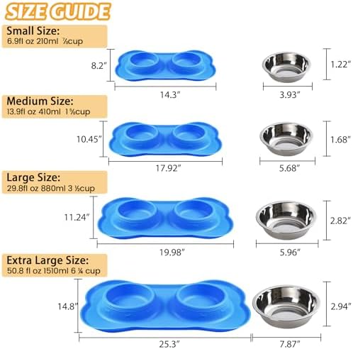 Hubulk Pet Dog Bowls 2 Stainless Steel Dog Bowl with No Spill Non-Skid Silicone Mat + Pet Food Scoop Water and Food Feeder Bowls for Feeding Small Medium Large Dogs Cats Puppies (Small, Blue) - Image 4