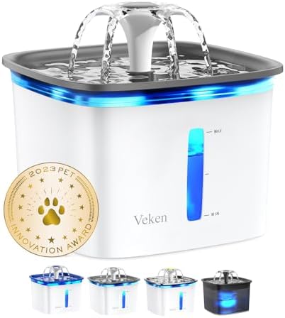 Veken Innovation Award Winner 95oz/2.8L Cat Water Fountain, C1 Classic by Veken