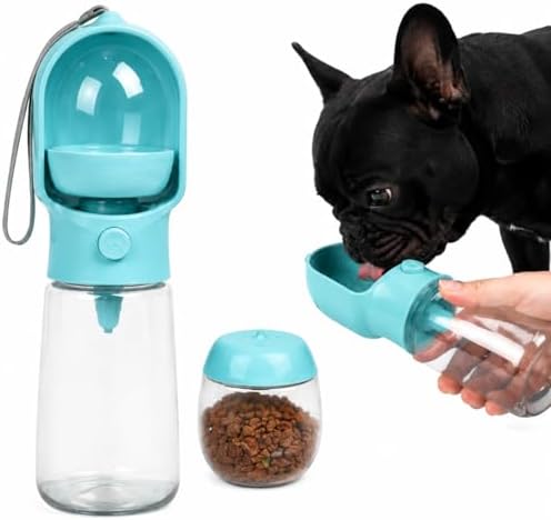 2-in-1 Dog Cat Portable Water & Food Travel Dispenser Bottle (Blue) by Unknown
