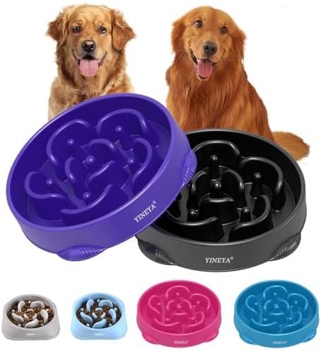 YINEYA 4 Cups Slow Feeder Dog Bowls Large Breed, Anti-Choking Pet Supplies, Maze Dog Food Bowl, Puzzle Feeder That Slow Down Eating 2PCS by YINEYA