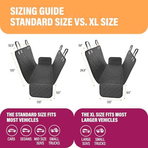 Active Pets Black Standard Dog Car Hammock Back Seat Cover, Waterproof Backseat Cover Protector for Truck Bench Rear of Sedans or SUVs, Essential Pet Supplies Vacuum or Wipe Clean, Machine Washable - Image 5