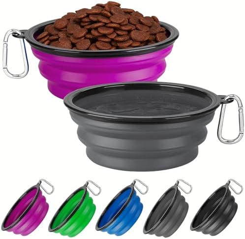 Collapsible Dog Bowl Large 34oz, Travel Dog Water Bowl Portable by HOSCAPE