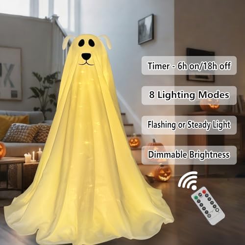 Halloween Decorations, 2.5FT Light Up Halloween Ghost Dog with Remote - Image 2