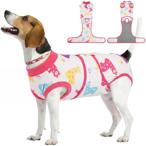 Kuoser Dog Recovery Suit, Female Male Spay Neuter Surgery Suit, Llama, M by Kuoser