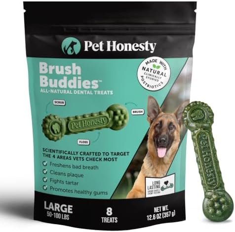 Pet Honesty Brush Buddies Vet Backed Dog Dental Chews, 8 Count by PetHonesty