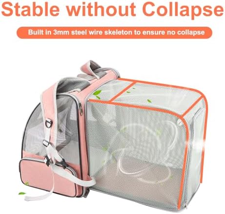 Texsens Innovative Traveler Bubble Backpack Pet Carriers for Cats and Dogs (Expandable-Pink) - Image 3
