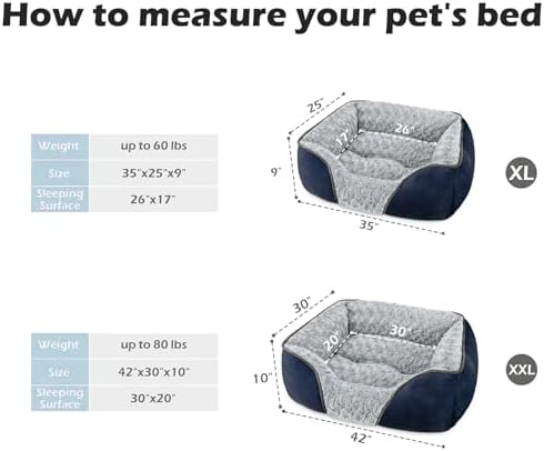 INVENHO XX-Large Dog Bed Rectangle Washable Orthopedic Soft Calming Sleeping Durable Pet Cuddler with Anti-Slip Bottom - Image 3