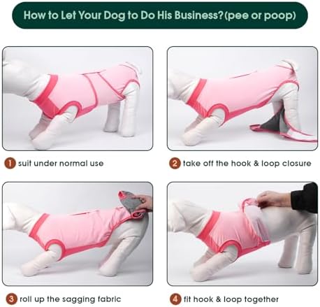 Kuoser Dog Recovery Suit, Female Male Spay Neuter Surgery Suit, Pink, XL - Image 6