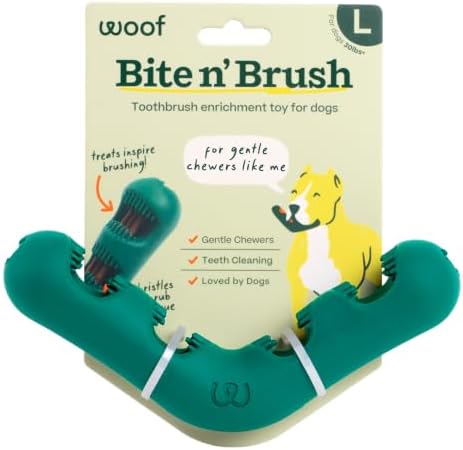 WOOF Bite n' Brush Dog Dental Chew Toy for Medium to Large Dogs 25 lbs & Up by Woof