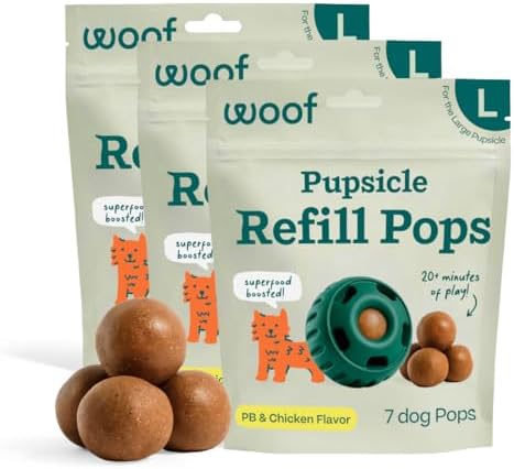 WOOF Pupsicle Chicken Refill Pops Dog Treats, Large, 7 Count, 3 Pack by Woof