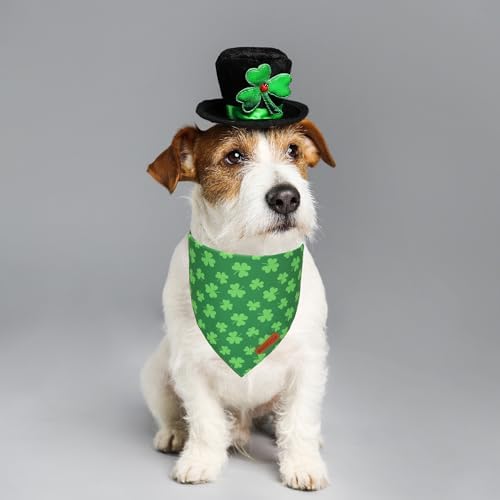 ADOGGYGO St. Patrick's Day Dog Bandana, Green Shamrock Pet Scarf, Adjustable Fit Saint Patrick Bandanas for Small Dogs (Small) - Image 2