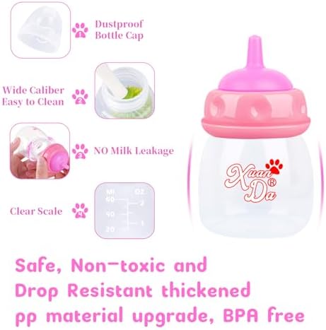 Pet Feeding Bottle and Syringes,60ml Nursing Bottle, 3 Sizes Nipples with Ventilation Valve Resistant Tearing Perfect for Puppies, Kittens, Small Wildlife (Pink) - Image 6