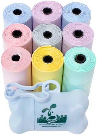 Downtown Pet Supply Scented Poop Bags for Dogs with Dispenser, 180 Count - Leak-Proof Dog Waste Bags and Bone-Shaped Dog Poop Bags Holder for Leash - Lavender Scented, 12.5" x 8.5" by DowntownPetSupply