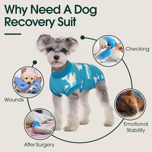 Kuoser Dog Recovery Suit, Female Male Spay Neuter Surgery Suit, Cloud, L - Image 4
