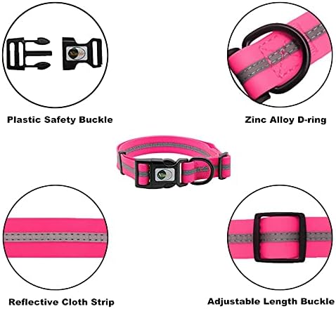 Nimble Reflective Waterproof Dog Collar Adjustable Odor Resistant Easy Clean Pet Collar for Small Medium Large Dogs Night Walking Outdoor Rainy Use (Large (15.35”-24.8”inches), Pink) - Image 5