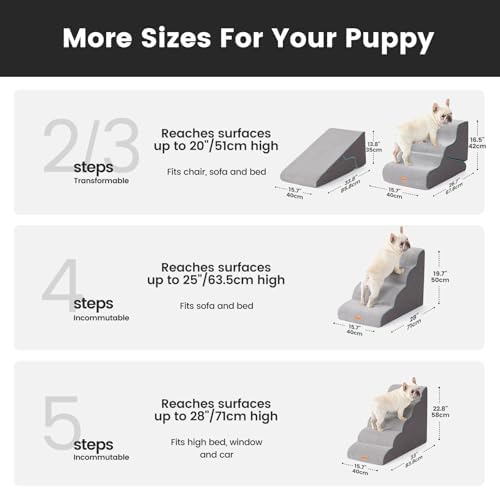 Gardner Pet Dog Stairs for Small Dogs 22.8" H, Curved 5-Step Pet Stairs, Dog Steps for High Bed, Couch (24-30 in) with Durable Non-Slip Waterproof Fabric Cover and CertiPUR-US Certified Foam - Image 2