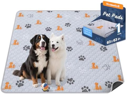 WanpeeGoo Washable Pee Pads for Dogs, Waterproof, 63 x 63 in, 1 Pack, Orng by WanpeeGoo