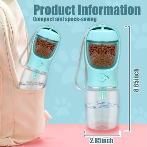 Bestac Portable 2-in-1 Pet Food & Water Feeder Leak-Proof Travel Bowl, Hiking & Walking Pet Water Dispenser (Blue, 350) - Image 3