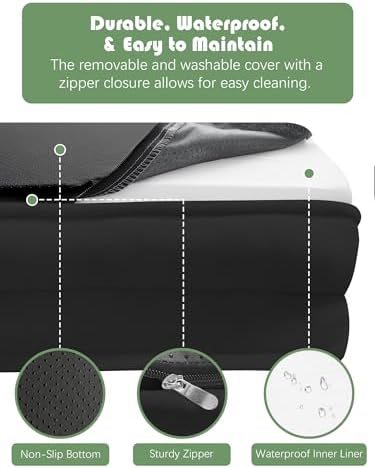 Spotted Play Orthopedic Dog Bed with Sides - Sofa Beds for Extra Large Dogs, Supportive Foam Pet Couch Bed with Washable Removable Cover, Waterproof Lining and Non-Slip Bottom, Black - XL-Plus - Image 6