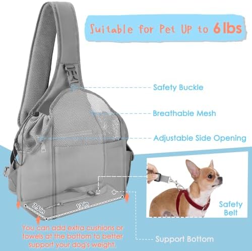 SlowTon Dog Sling Carrier, Hands Free Hard Bottom for Small Dogs up to 11lb - Image 2