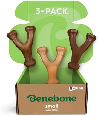 Benebone 3-Pack Wishbone Dog Chew Toy for Aggressive Chewers, Small by Benebone