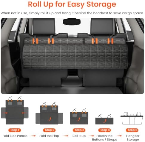 IJVAE SUV Cargo Liner for Dogs, Waterproof Dog Trunk Cover with Bumper Flap Protector, Pet Cargo Mat for SUVs Sedans Vans, Non-Slip Scratchproof Dog Seat Cover，Large Size Universal Fit, Black - Image 5