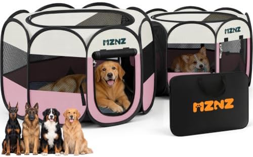 2-in-1 Dog Playpen, Cat Pet Puppy Playpen, Large+Medium, Pink by MZNZ