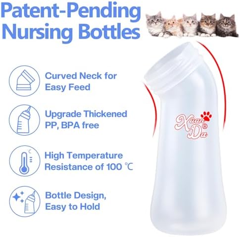 Pet Feeding Bottle,3 Pack Wide Mouth Angled Nursing Bottle, 3 Sizes Nipples with Ventilation Valve Resistant Tearing Perfect for Puppies, Kittens, Small Wildlife（Blue） - Image 6