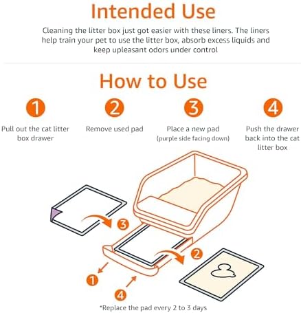 Amazon Basics Cat Pee Pads, Super Absorbent, Odor Control, Universal Fit for Litter Box, Disposable, Multi Cat, Unscented, Purple, 40 Count - Image 4