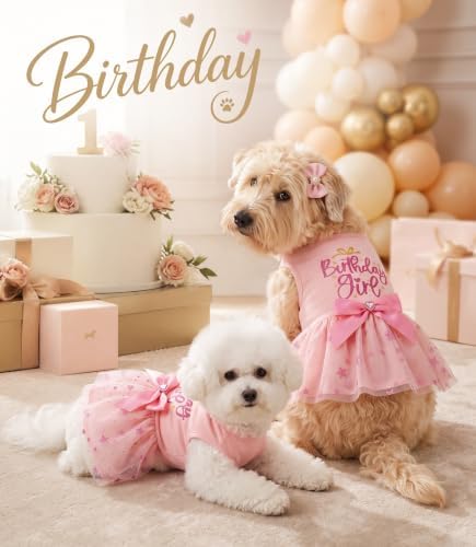 Dog Birthday Tulle Dress for Small Medium Large Dogs Girls Boys with Bow Hair Ties Princess Pet Clothes Cat Apparel - Image 4