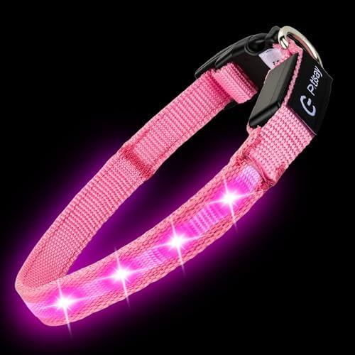 Super Bright LED Dog Collar, Waterproof Light up Collars(Pink, X-Small) - Image 3