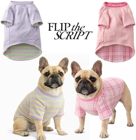 Pet Passion Rover Dog T-Shirt, 2 Pack, Pink Preppy Plaid, Medium - Image 5