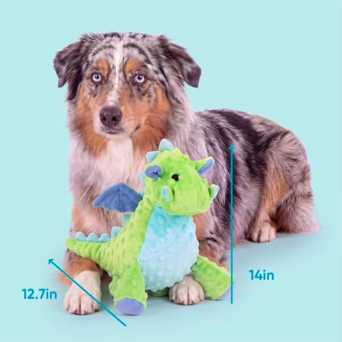 goDog Standing Dragon Plush Squeaky Dog Toy with Chew Guard Technology, Durable Fabric & Built-in Squeaker for Carry & Active Play, Large - Image 7