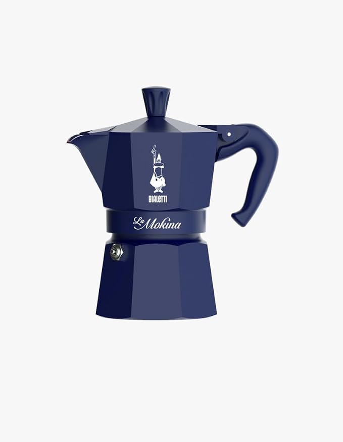 Bialetti Moka Express Iconic Italian Stovetop Espresso Maker (Blue, Half Cup) by Bialetti