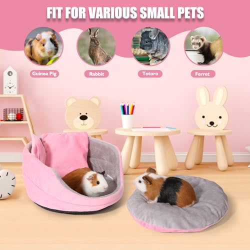 Guinea Pig Couch - Guinea Pig Bed, Removable Cushioned Pillow, Round Cuddle Cup Shape, Pure Pink and Gray, Ideal Bed for Small Pets - Image 4