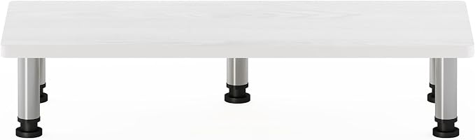 Furinno Turn-N-Tube Monitor Riser Stand, White Oak, Stainless Steel Tubes - Image 6