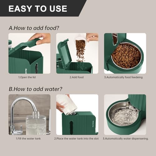 Gravity Automatic Cat Feeder, Water & Food Dispenser Set, Stainless Bowls - Image 6